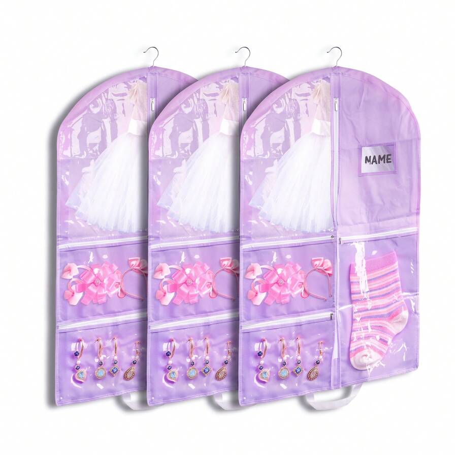 Dancer Costume Bag, Dance Travel Organizer With 3 Large Pockets For Large Capacity Dress Jacket Dancewear Costume Bag, Beautiful And Atmospheric - 紫色 - 查看 1