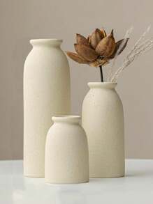 1 pieza/Set de 3 piezas Juego de jarrones de estilo vintage, decoración moderna de granja bohemia, jarrones decorados con pasto pampa y flores secas, acabado desgastado, regalos de cumpleaños, graduación, decoración del hogar, decoración de la habitación, jarrón de flores, jarrón de vidrio