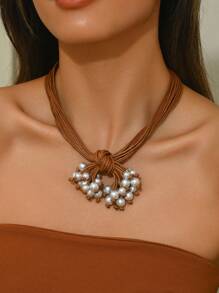 1 chiếc vòng cổ tua rua ngọc trai giả phong cách Bohemian mới về - Nhiều màu - Xem 5