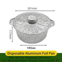 Zestaw 10/5 szt. Jednorazowych aluminiowych garnków z pokrywkami, okrągłe aluminiowe garnki foliowe, jednorazowe przybory kuchenne, pojemniki na żywność, odpowiednie na podróże świąteczne, kemping, pieczenie, ogrzewanie, gotowanie, kemping, piesze wycieczki, kuchnia domowa, restauracja