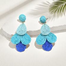 1 Pair Colorful Handwoven Raffia Dopamine Earrings With High-End Design For Women, Spring/Summer - Geometric - View 2