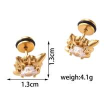 Stainless Steel Vintage Women Square Crystal Cubic Zirconia Stud Earrings, Gift For Lover And Family