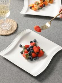 MALACASA 6-Piece Poreclain Dessert Plate Set, White, Service For 6 People, 8inch