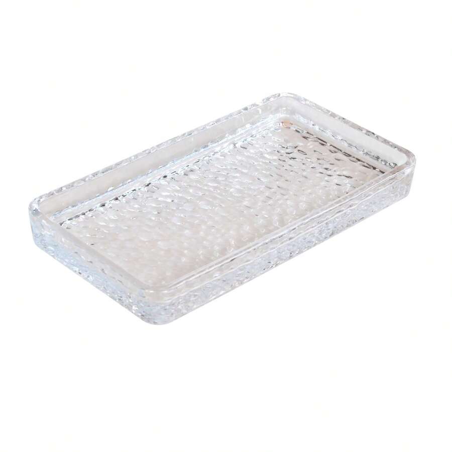 Hammered Glass Vanity Tray Organizer, Clear