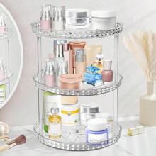 360 Degree Rotary Cosmetic Storage Box, Multi-Layer Adjustable Perfume Storage Box, Suitable For Dressing Table, Multi-Functional Rotary Cosmetic Skin Care Storage Box, Suitable For Bedroom, Dressing Table, Table Top - Multicolor - View 13