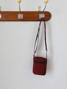 1pc Children's Rhombus Pattern Bucket Shoulder Bag, Unisex Daily Crossbody Bag - A - View 12