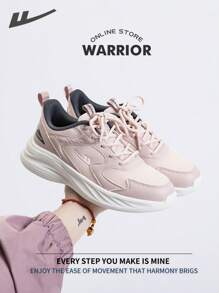 WARRIOR 女士时尚复古运动鞋，轻便透气跑步鞋，适合春夏穿着，简约休闲风格，四季皆宜，耐穿舒适，软底白色运动鞋 - 粉色 - 查看 10