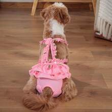 BJAYPET 1pc宠物生理裤夏季可爱裙式生理裤狗狗经期卫生裤防骚扰裤小型犬生理裤 - 淺粉色 - 查看 5