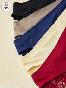 5PCS Koronkowa damska bielizna, fajna trójkątna bielizna, lekkie i oddychające majtki, jednolite kolorowe spodnie dla kobiet, przezroczyste majtki, elastyczne i wygodne majtki, swobodne i miękkie