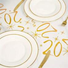 1pc Foil Metallic Number Table Runner, Birthday Gift, Anniversary, Party Supplies, Family Gathering, Holiday Table Runner For Special Occasion Decoration