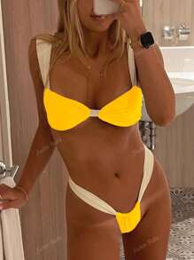 New Soft Padded Thick Strap Elegant Party Bikini Set, Ladies Beach Swimwear For Summer