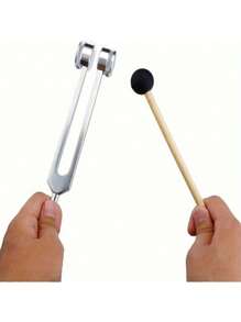 1 套，专业 128Hz 合金神经音叉 - 未充电耳朵刺激器 - 瑜伽和冥想配件 - 清洁布颜色随机 - 銀色 - 查看 5