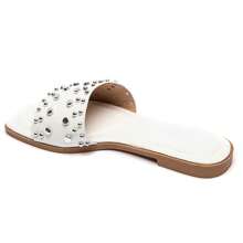 Rivet Strap Design Slippers, Ergonomic Footbed, Suitable For Casual Wear - White - View 3