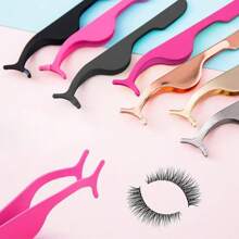 1pc Stainless Steel Eyelash Tweezers, Eyelash Extension & Application Curler Tool, Compact & Convenient, Magnetic Closure, Multi-Functional Makeup Beauty Tool