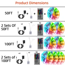 HBOWMDJIA 50FT/100FT/200FT Led Strip Lights For Bedroom,With 44keys Remote And Power Plug, Can Adjust Color And Brightness,Very Easy To Install, Led Lights For Room,Home,Kitchen, Living Room,Holiday Party Atmosphere Decor