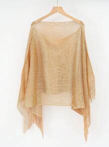 1 件女士沙滩配饰复古纯色金属纱沙滩罩衫，时尚独特，适合春夏季度假，沙滩装 - 彩色 - 查看 6