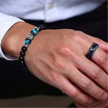 Natural Crystal Crown Lion Head Bracelet Luxury Tiger Eye Stone Bead Bracelets Jewelry
