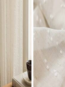 1pc Bohemian Rainbow Striped Embroidered Sheer Curtain, With Rod Pocket Design, Easy To Hang, Soft Polyester Fabric, Rainbow Stripe Embroidery, Available In Multiple Sizes To Meet Different Scenarios, Suitable For Bedroom, Bathroom, Living Room, Kitchen, Office, Home Decor