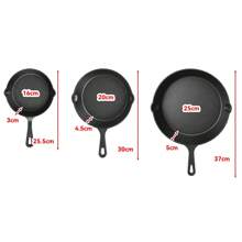 Cast Iron Skillet Set - 3 Pre-Seasoned Non-Stick Heavy Duty Durable Frying Pans - Black - View 6