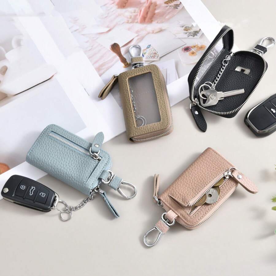 Universal Car Smart Key Holder Leather Remote Control Case Keychain Suitable Gift For Men & Women For Women Wallet Mini Wallet Purse Wallet - Multicolor - View 1