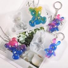 1件DIY水晶滴胶首饰模具蝴蝶结卡通站姿兔子坐姿熊/整页熊/站姿兔子坐姿熊硅胶模具