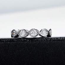 ANU JEWEL Anillo De Banda De Moissanite De 3,5 Mm, Anillos De Plata Esterlina 925, Joyería Nupcial De Compromiso De Bodas