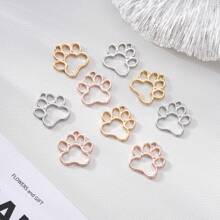 10 pièces Pendentifs en forme de cœur avec motif de patte de chat et de chien, convient pour la fabrication de bijoux DIY, boucles d'oreilles, bracelets et autres accessoires pour la Saint-Valentin - Empreintes de pattes d'amour - Voir 10
