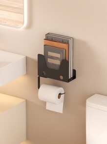 1 件创意自粘式壁挂式卫生纸架，节省空间的浴室收纳架，用于整理和储存卷纸和书籍，家居装饰收纳架，多功能浴室架 - 彩色 - 查看 4