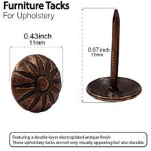 120pcs/Pack 11x17mm Antique Brass Furniture Upholstery Nails, Vintage Style Decorative Tacks For Armchairs, Sofas, Beds, Doors