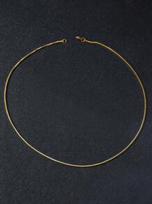 1pc 18K Gold Plated Stainless Steel Twisted Chain Necklace, Simple Design Suitable For Men's Daily Wear, Gift For Boyfriend, Father, Husband, Classmate