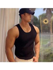 Men's American Ribbed Tank Top - Black - View 2