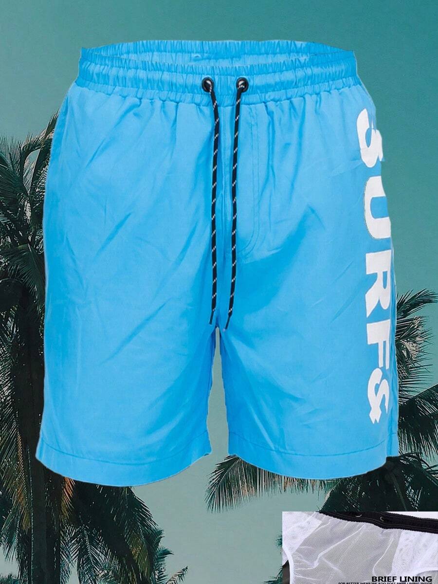 Mens Surf & Beach Print Board Shorts Swim Trunks Mesh Lining Beach Swim Vacation Tropical - Marina - View 1