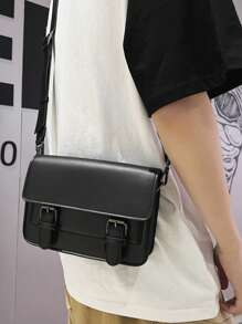 peach tree 男士 PU 防水方形单肩包，适合商务旅行和日常使用，容量充足，让您的物品井然有序