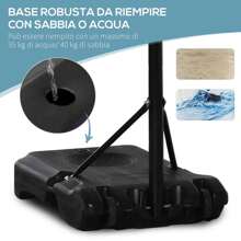 HOMCOM Canestro Basket ad Altezza Regolabile con Base Riempibile e 2 Ruote, Canestro da Basket in Acciaio, PE e HDPE, 70x45x258-314cm, Rosso - Rosso - Visualizzare 5