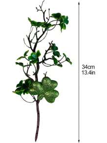 1 pieza Rama de trébol de 34CM de plástico + espuma, apta para decoración primaveral y estival, Día de San Patricio, decoración del hogar, decoración de fiestas, decoración de habitaciones, decoración de dormitorios, DIY de jarrón