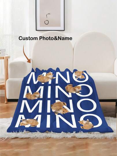 1pc Customized Flannel Pet Memorial Blanket, Personalized With Name And Photo, Pet Bed Mat, Throw Blanket, Sofa Cover, Outdoor Camping Pet Accessory, Super Soft And Comfortable, Warm, Preserves Cherished Memories, Suitable For Anniversary, Valentine's Day, Mother's Day, Birthday, Father's Day, Graduation, Wedding, Christmas, Housewarming, Bed, Sofa, Car, Tea Room, Bedroom, Living Room