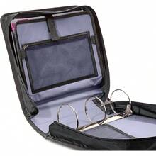 Basics - Carpeta duradera de 3 anillos con cierre, almacenamiento resistente para mantener los documentos organizados,.6, negro - Azul - Ver 2
