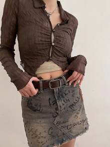 Thắt lưng nữ 2024 Quần jean trang trí mùa hè mới cho học sinh Cà phê Thiết kế thắt lưng bản rộng đa năng Thắt lưng Feel màu đen Mùa hè, Mùa thu, Mùa thu, Halloween - Nhiều màu - Xem 4