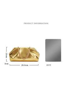 New Fashionable Gold Pleated Chain Bag, High-End Design 3D Shoulder Crossbody Casual Street Style Ins Cloud Bag, Lazy Chic Retro Modern Large Capacity Practical Gold - Gold - View 10