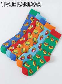 5 Pairs/Sets Of Men's Socks In Autumn And Winter With Fast Food Patterns Of Hamburgers, Hot Dogs, Pizza, Beer, Funny And Interesting Patterns, Suitable For Daily Travel, Home, Office, Festivals, And Gifts - Multicolor - View 10