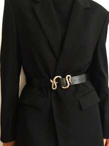 1 Pc Fashionable Vintage Snake Buckle PU Belt, Versatile Minimalist Belt For Women All Seasons, Snake Buckle Party Themed Belt