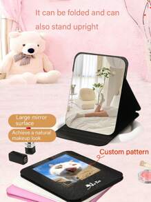 1 Stück personalisierter kompakter, zusammenklappbarer Schminkspiegel, tragbarer Kosmetikspiegel für Zuhause, Schreibtisch, Wohnheim, tolles Geburtstags-, Weihnachts- und Valentinstagsgeschenk für Männer zum Verschenken an Frauen