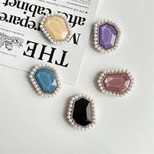 1 Piece Solid Color Crystal Faux Pearl Rhinestone Mobile Phone Holder Retractable Casual Desk Faux Pearl Gem Rhinestone Jewelry Support Stand With Adhesive Female Finger Buckle, Universal For Mobile Phones Compatible With IPhone, Android Phone, Gift For Birthday, Family, Friends Push-Pull Phone Grip, Phone Accessories - Multicolor - View 5