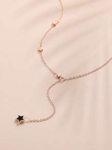 1pc Oil Drop Five-Pointed Star Y-Shaped Pendant Alloy Chain Necklace Choker - Necklace - View 8