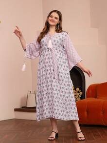 优雅阿拉伯女装 JALABIA2025春夏斋月 - 紫色 - 查看 9