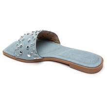 Rivet Strap Design Slippers, Ergonomic Footbed, Suitable For Casual Wear - Blue - View 3
