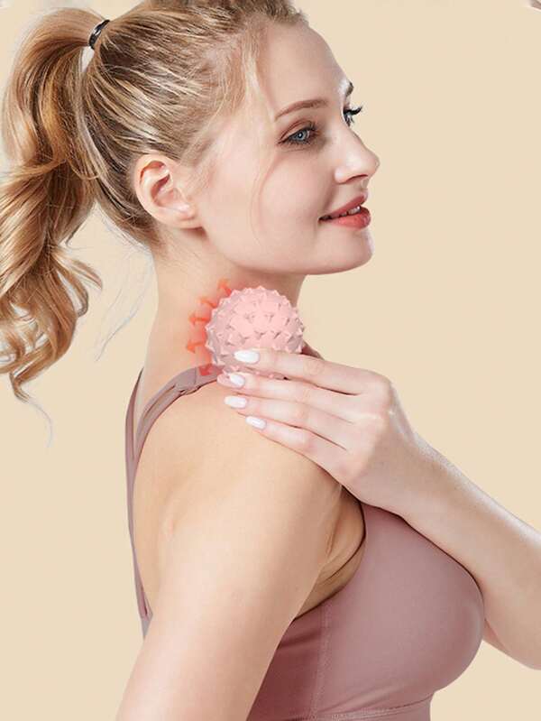 1 Stück pinker Massageball für Faszien, Yoga-Ball für Sport, Handgriff Fußmassage-Therapieball, Rücken-Meridian-Massageball