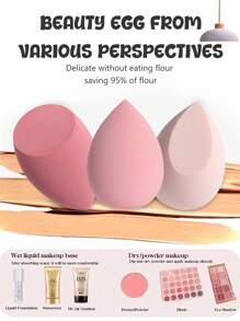 16件套化妆海绵套装，含化妆包，包括3个普通化妆海绵、3个迷你化妆海绵、3个粉扑、3个迷你粉扑、3个迷你指套粉扑和1个化妆包。化妆品、便宜、房间装饰、梳妆台、旅行、卧室、化妆配件、粉扑、美妆蛋、粉扑、化妆海绵、便宜、圣诞礼物、化妆品、化妆工具、便宜货、礼物、女士礼物、圣诞礼物 - 淺粉色 - 查看 4