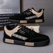 Men's Outdoor Casual Sports Shoes - Fashion Lightweight Waterproof Flat Shoes - Size 38-47 Wear-Resistant Comfortable New Thick-Soled Skateboarding Shoes - Loose Four-Season Non-Slip Plus Size Suede Sneakers - Black - View 6