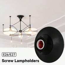 CILIA 2pcs E26/E27 Lamp Holder - Durable Bulb Socket Base,Light Socket With Grounded Base,Roundness Ceiling Wall Fixing Holder,White/Black